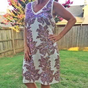 J. Crew Linen Shift Sundress Iridescent Sequin